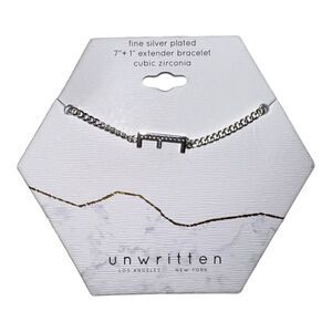 Unwritten Cubic Zirconia Initial Link Bracelet Silver Plated "E" NWT